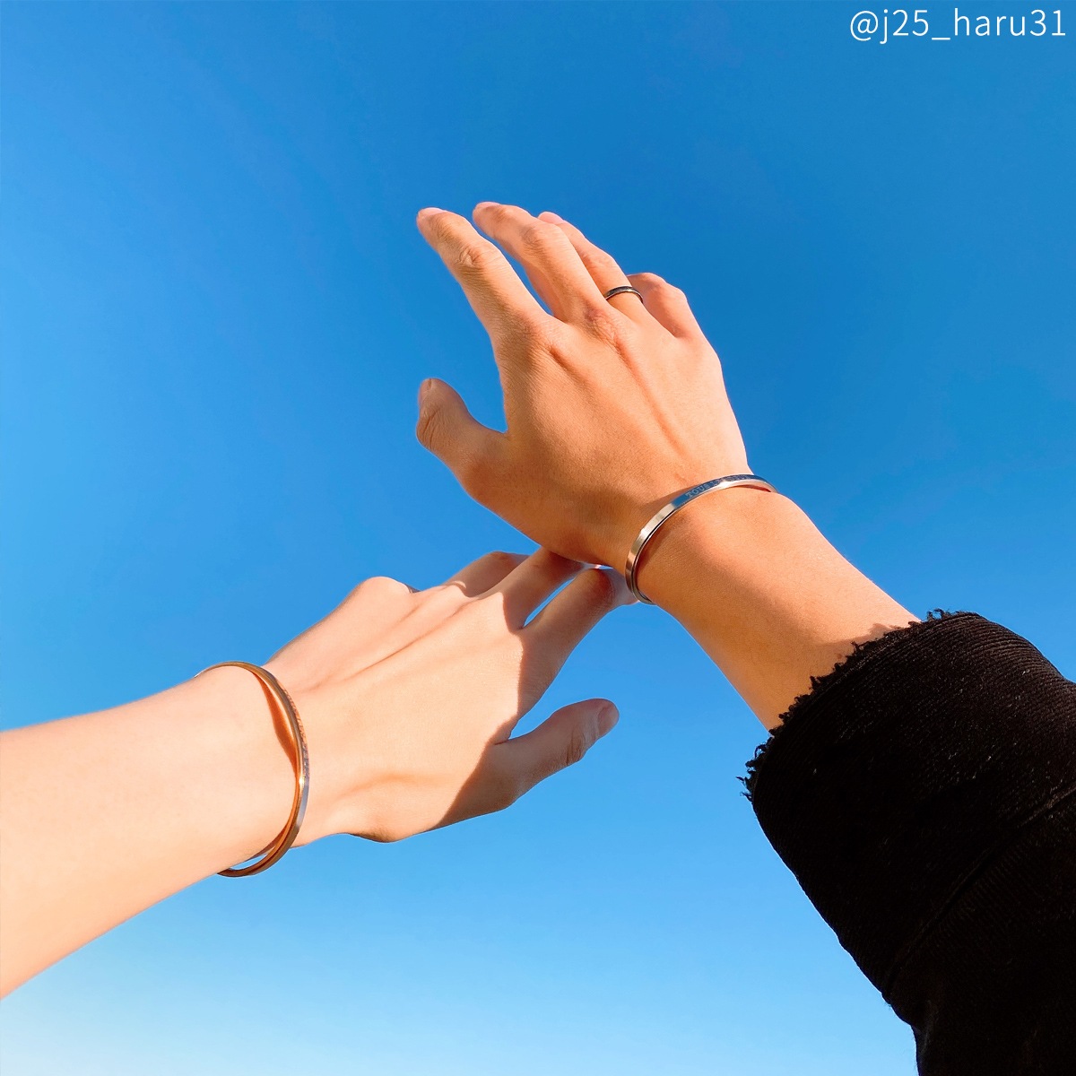 お好きな言葉を彫刻します フリーワード・ステンレスペアバングル フリーワード・ネーム・記念日彫刻 ブレスレット klb045 つけっぱなしok アレルギー対応