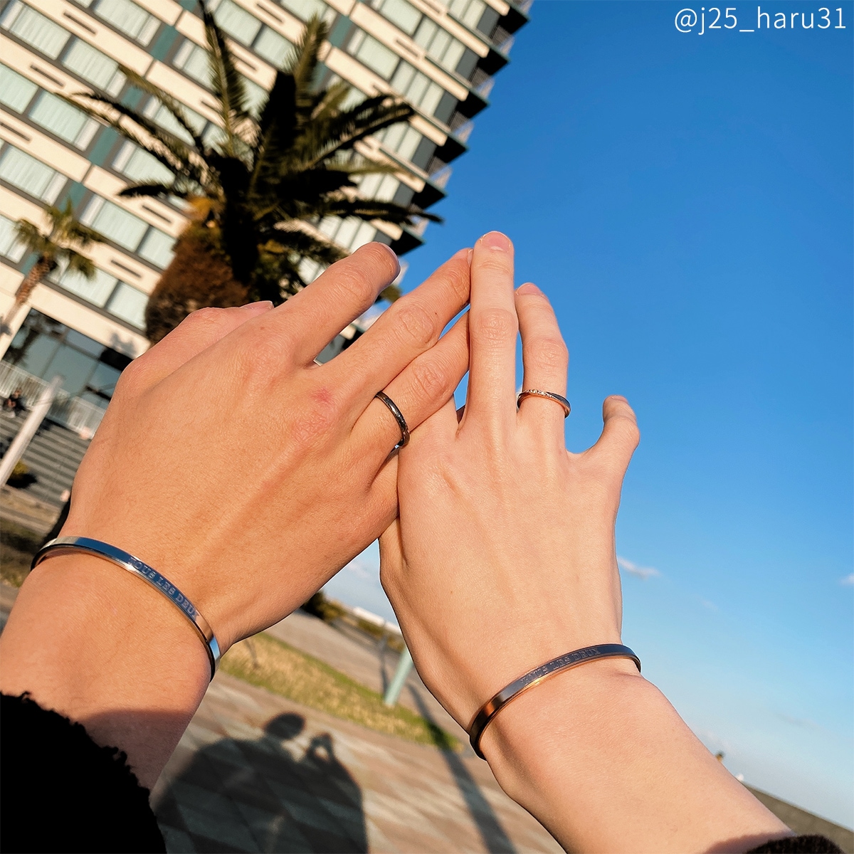 お好きな言葉を彫刻します フリーワード・ステンレスペアバングル フリーワード・ネーム・記念日彫刻 ブレスレット klb045 つけっぱなしok アレルギー対応