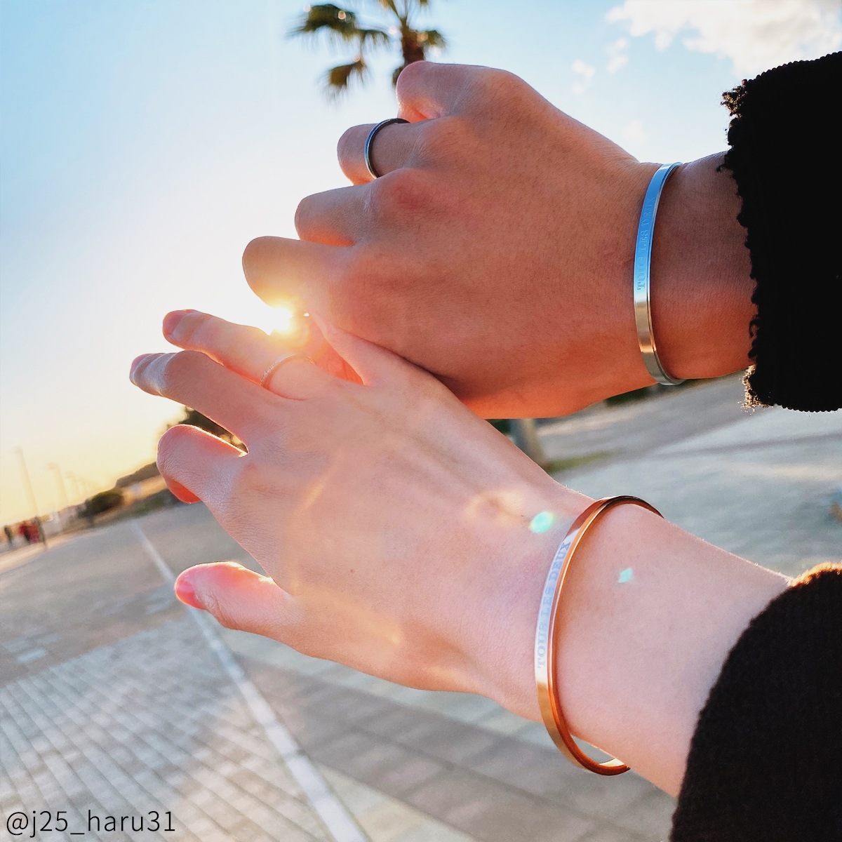 お好きな言葉を彫刻します フリーワード・ステンレスペアバングル フリーワード・ネーム・記念日彫刻 ブレスレット klb045 つけっぱなしok アレルギー対応