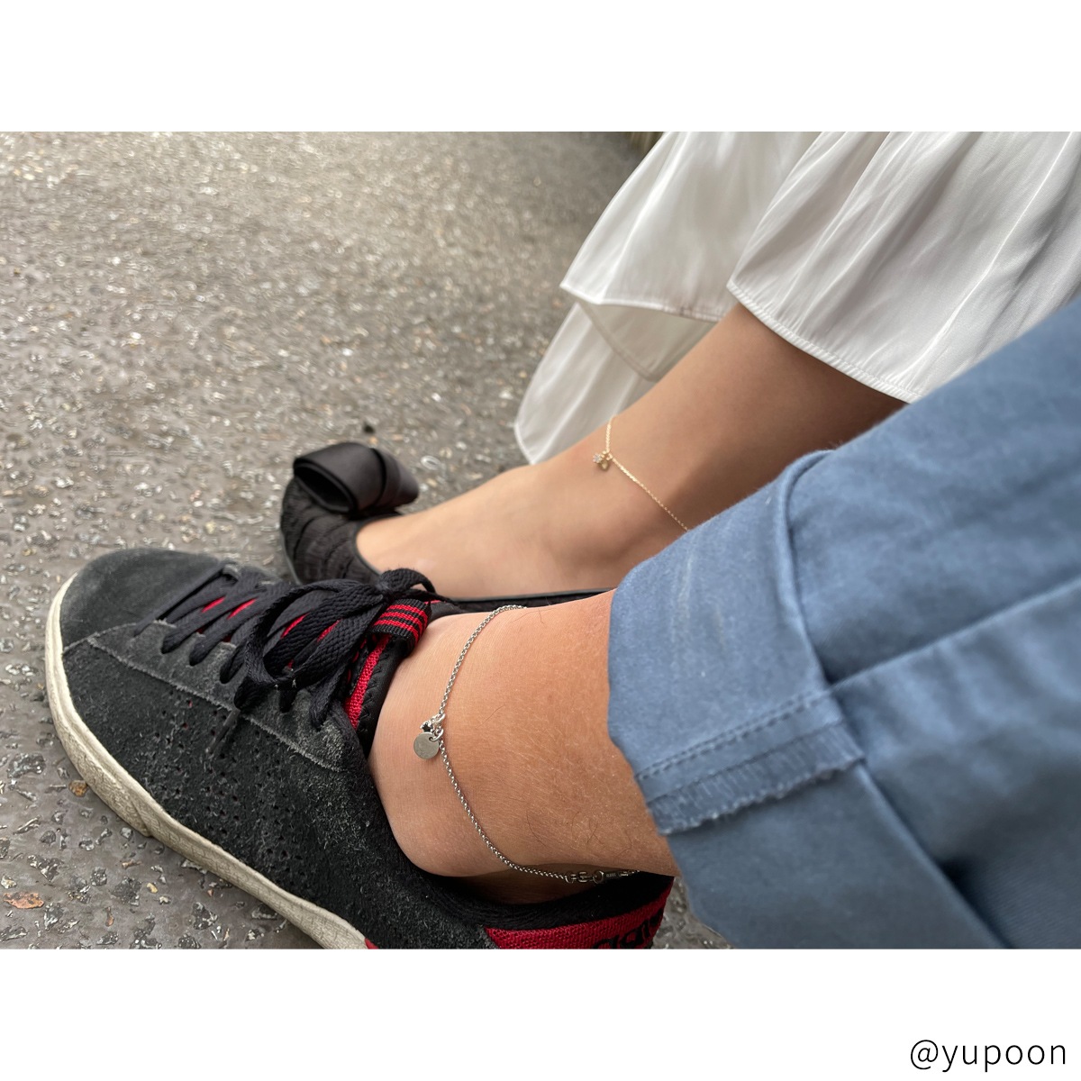 ペア アンクレット K10 & サージカルステンレス 華奢ペア シンプルアンクレット イニシャル彫り ペアジュエリー 【ポイントアップキャンペーン対象外商品】 osp008