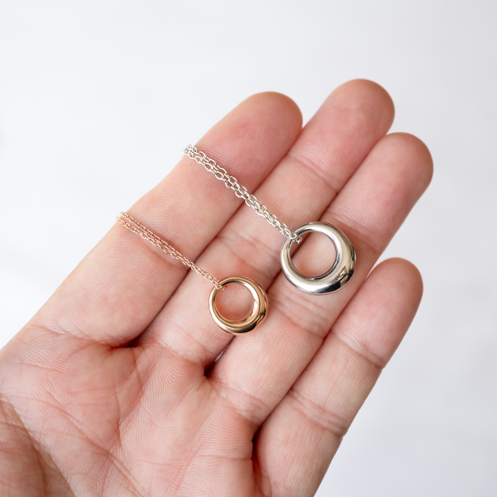 ふっくらフープのペアネックレス サージカルステンレス 316L アレルギーフリー opp00099 つけっぱなしok アレルギー対応