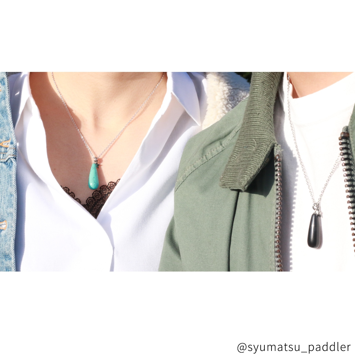 ティアドロップ・ストーンのペアネックレス パワーストーン 天然石 opp00066｜つけっぱなしOK｜刻印無料｜アレルギー対応