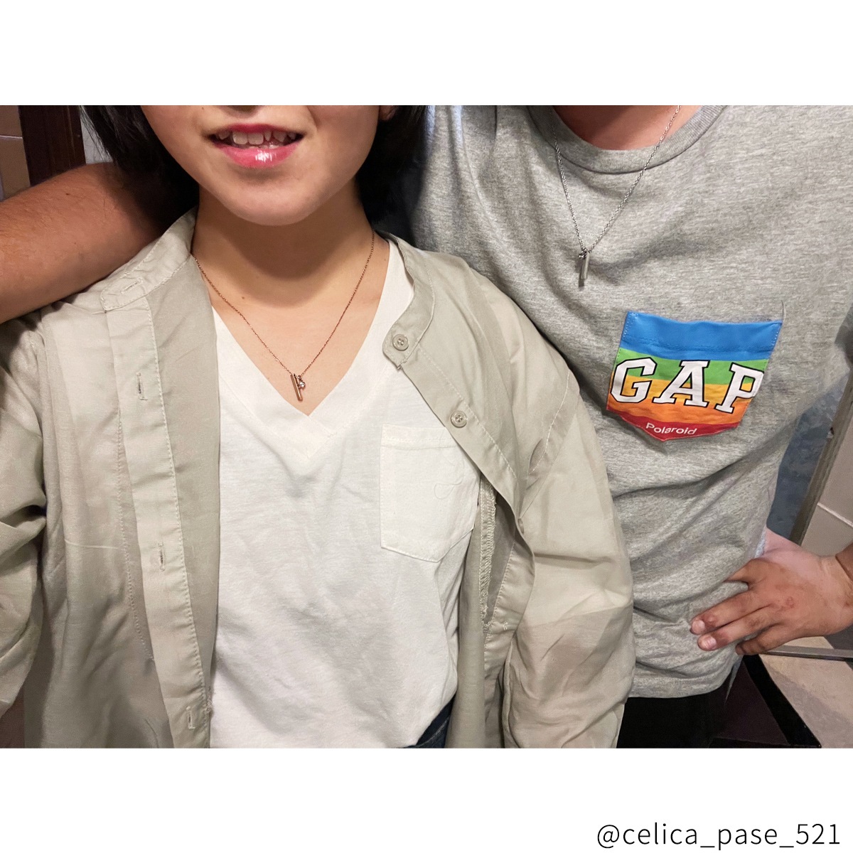 ハート・スティック ペアネックレス つけっぱなしok ステンレス opp00068  つけっぱなしok アレルギー対応