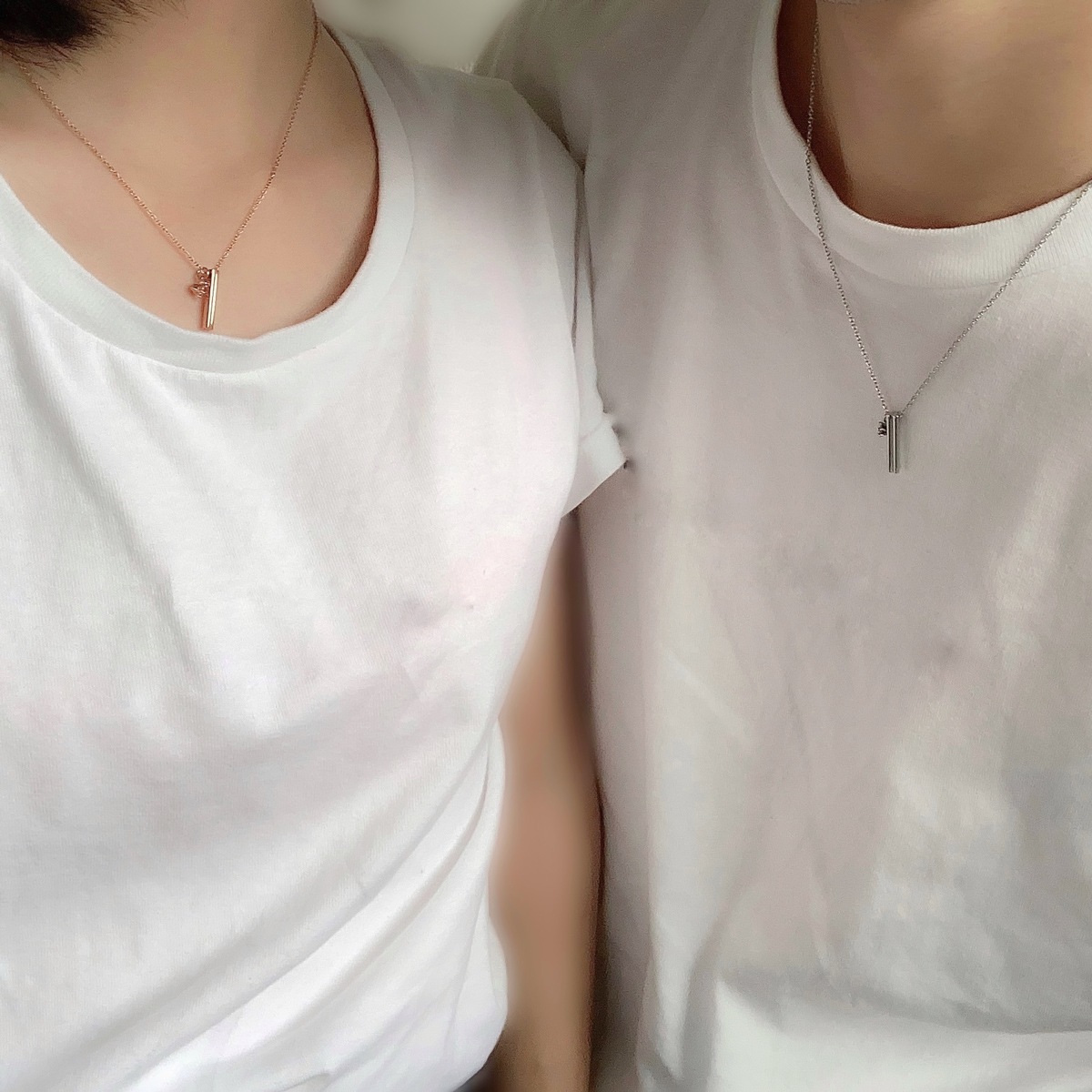 ハート・スティック ペアネックレス つけっぱなしok ステンレス opp00068  つけっぱなしok アレルギー対応