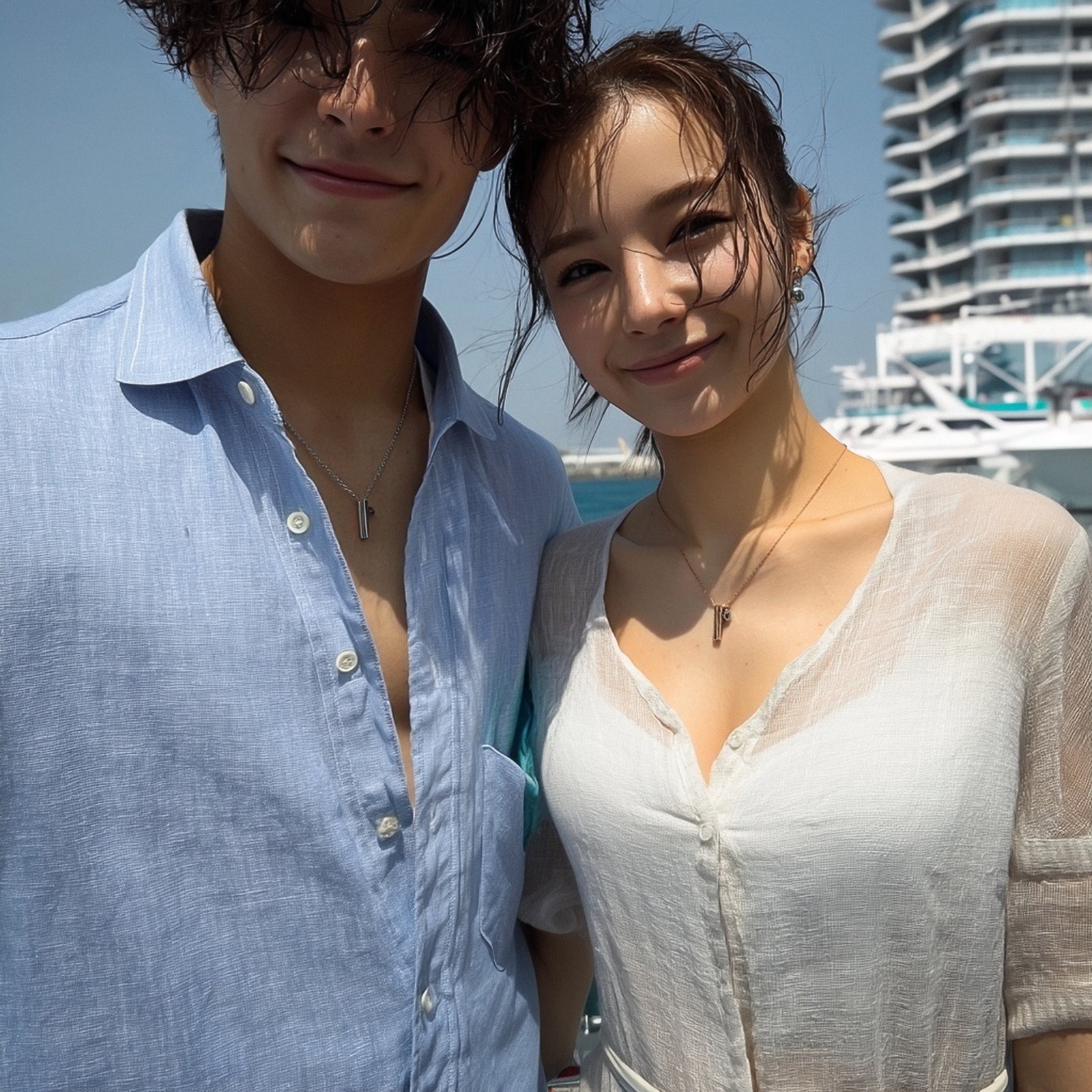 ハート・スティック ペアネックレス つけっぱなしok ステンレス opp00068  つけっぱなしok アレルギー対応