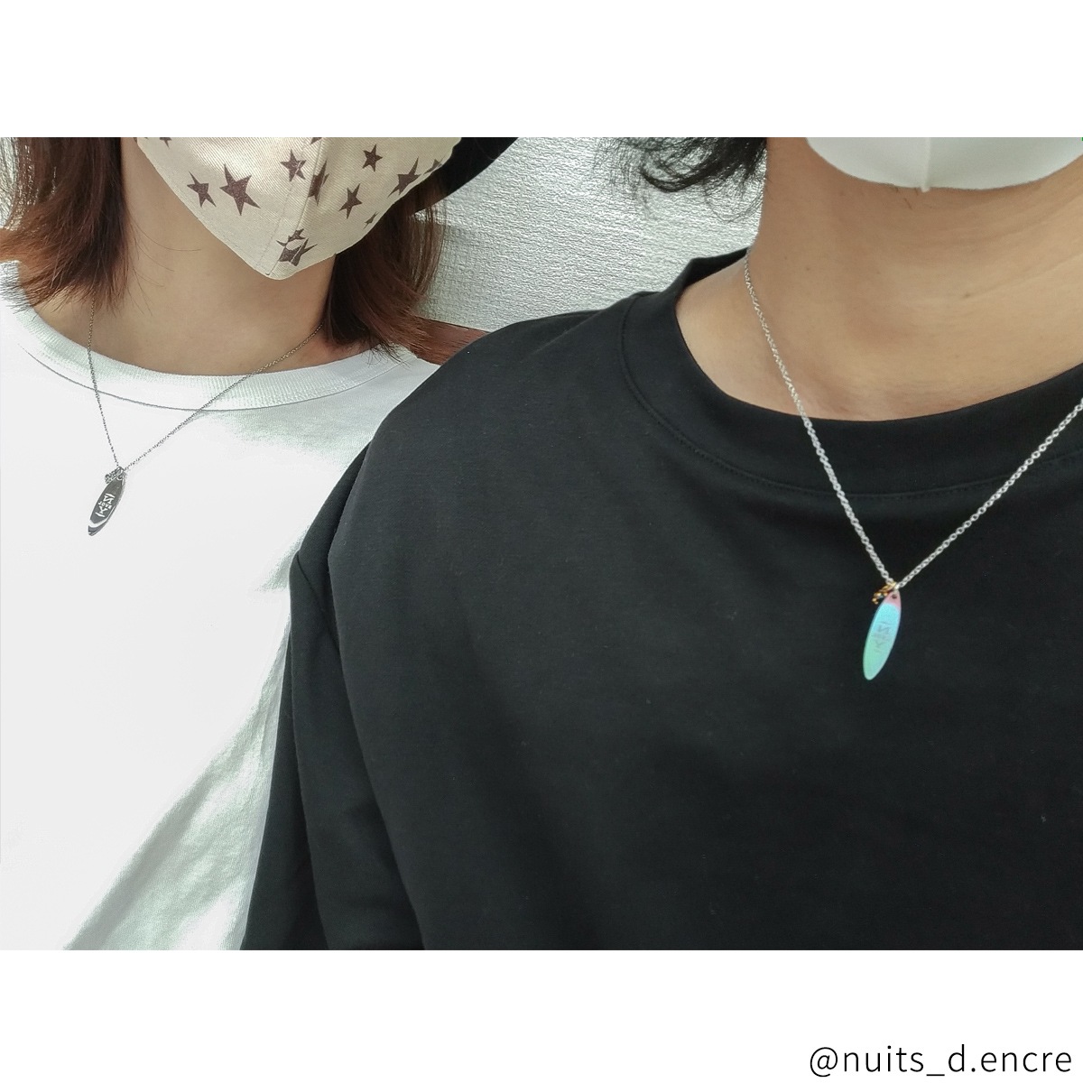 ロング・オーバルプレートのペアネックレス LOVE&DATE　opp00069  アレルギー対応