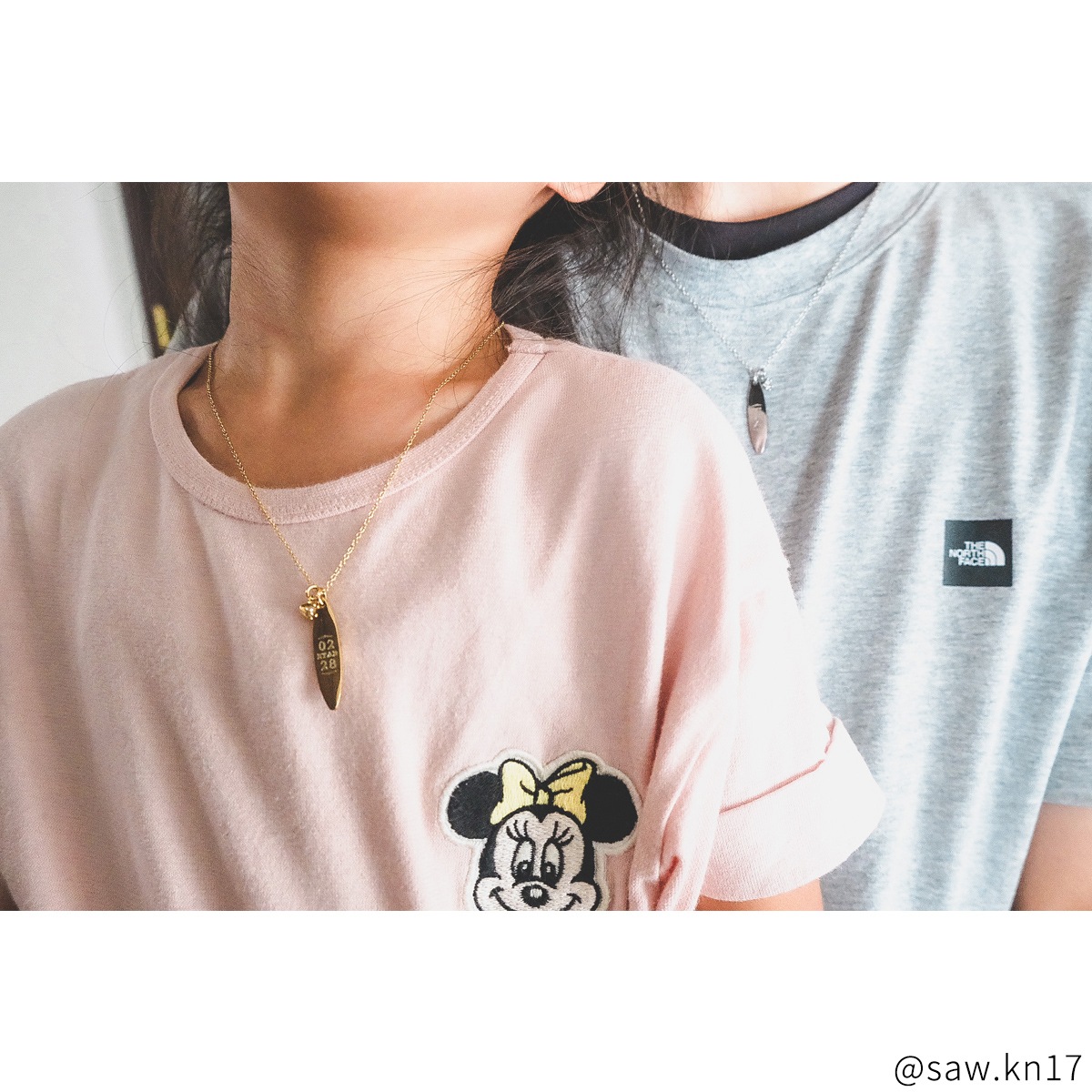 ロング・オーバルプレートのペアネックレス LOVE&DATE　opp00069  アレルギー対応