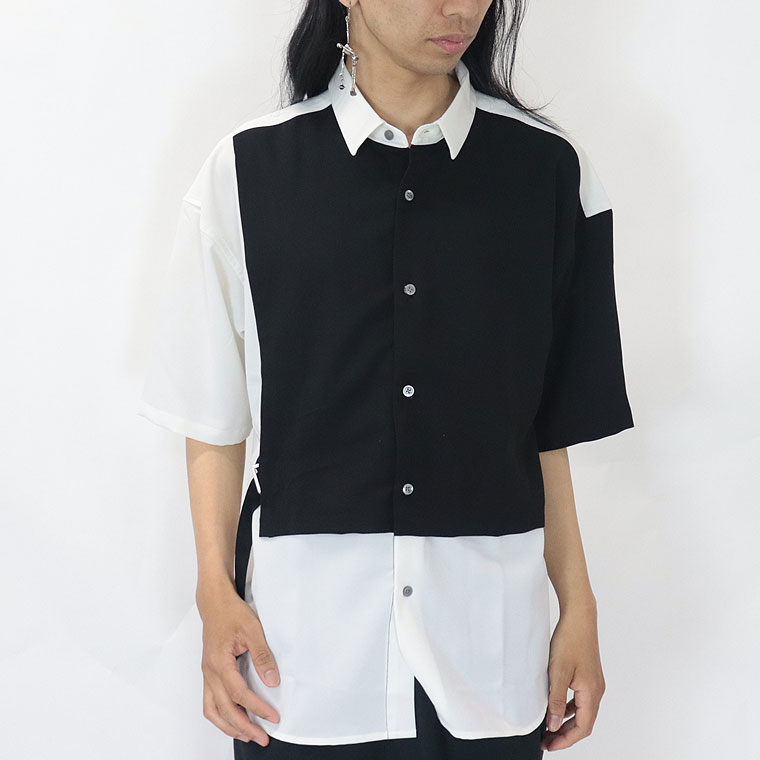 フェイクレイヤード仕様ルーズサイズ半袖シャツ