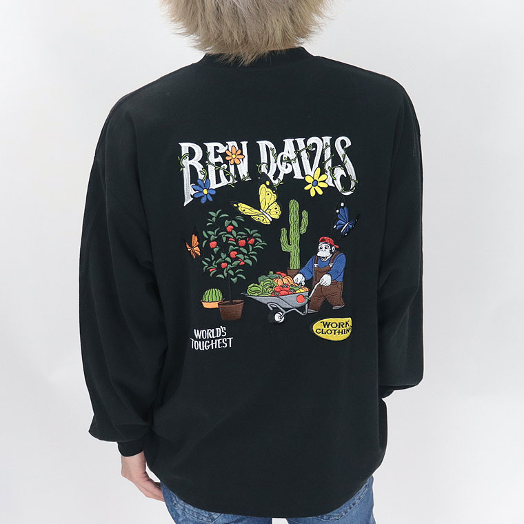 2024春物新作【BEN DAVIS(ベンデイビス)】刺繍長袖Ｔシャツ(ペアルック・アメカジ系)