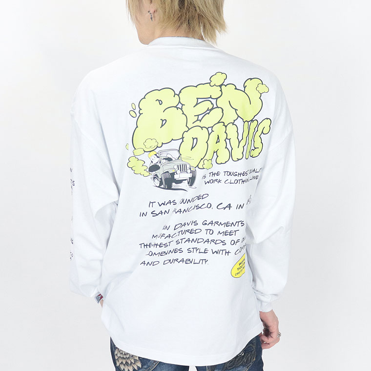 春物新作【BEN DAVIS(ベンデイビス)】バブル長袖T (落書き)ロゴプリント (ペアルック・アメカジ系)