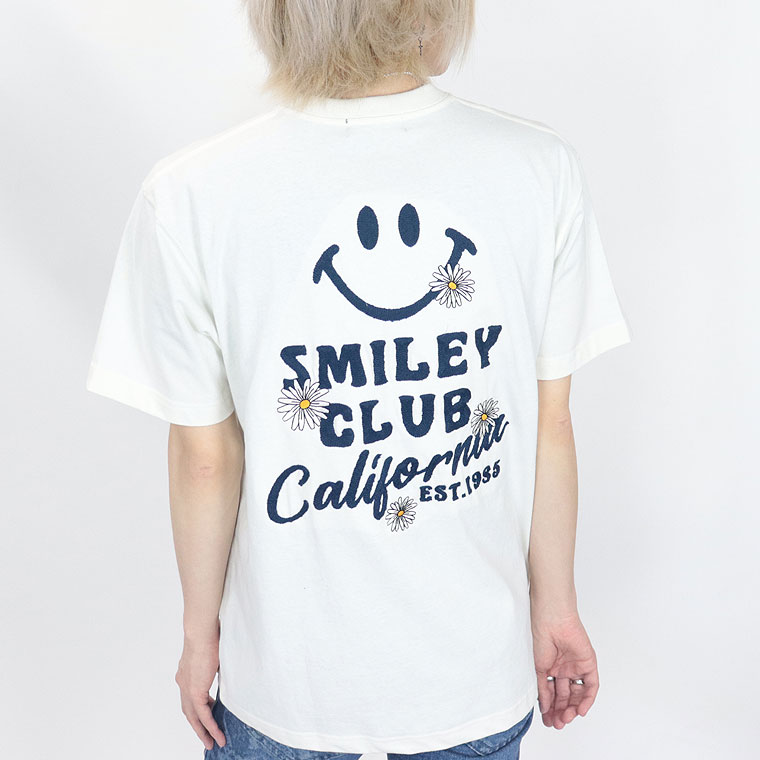 夏物新作【Smiley Face×Cali Surf】半袖ＴシャツSmile&ロゴ&花/刺繍(アメカジ・サーフ系)
