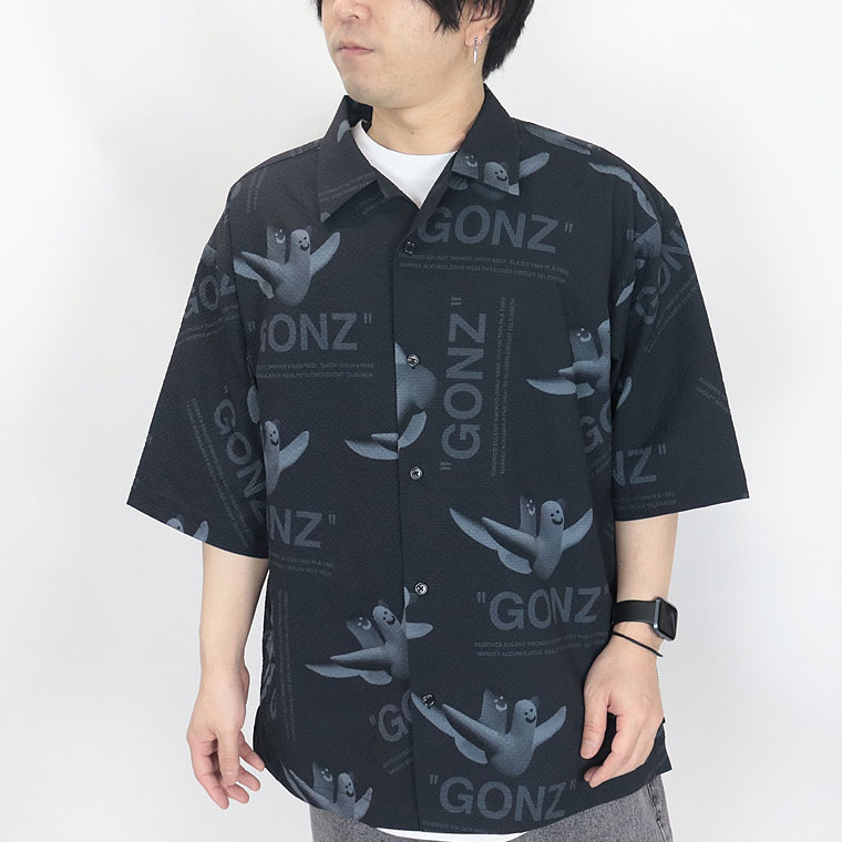 【GONZ】オープンカラー総柄半袖シャツ