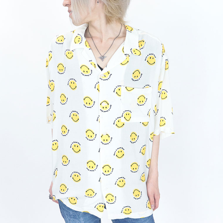 夏物新作【Smiley Face × Cali Surf】半袖アロハシャツ ニコちゃん