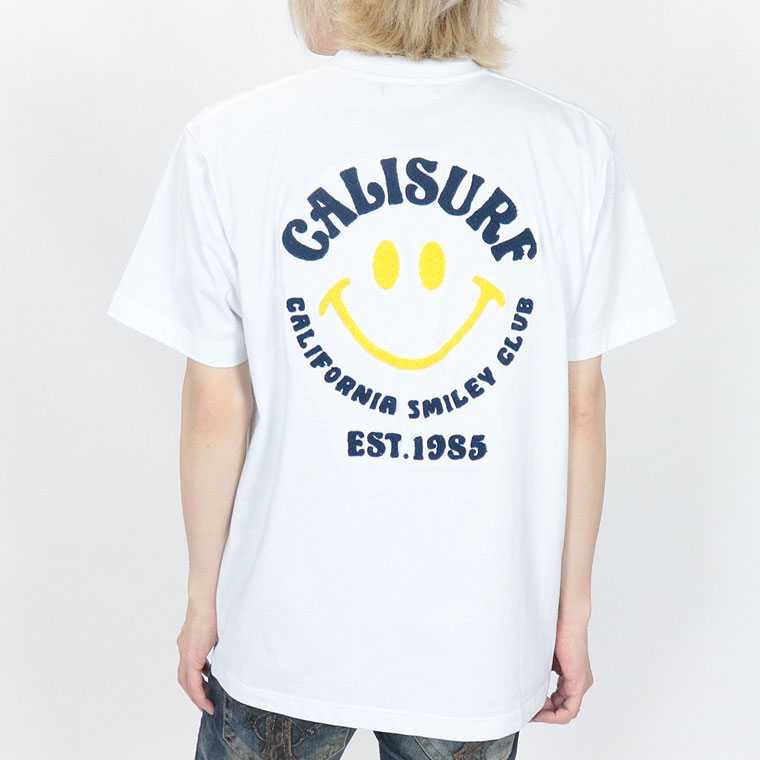【夏物新作【SmileyFace×CaliSurf】半袖Ｔシャツ ニコちゃん&ロゴ/刺繍(アメカジ・サーフ系)