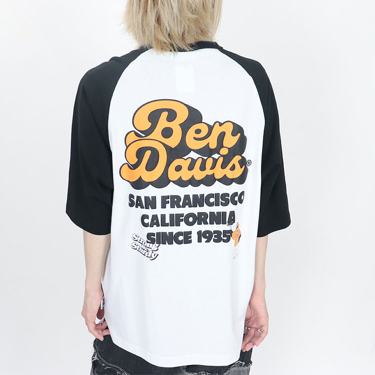 夏物新作【BEN DAVIS(ベンデイビス)】ラグラン半袖Ｔシャツ/70年代プリント(ペアルック・アメカジ系
