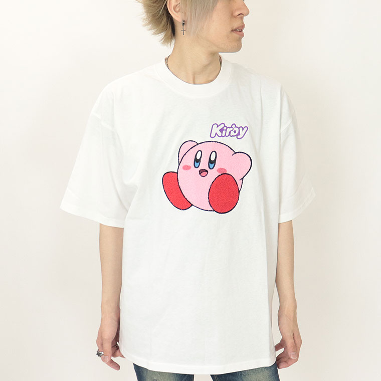 【星のカービィ】カービィサガラ刺繍/半袖Ｔシャツ (ペアルック・アメカジ系)