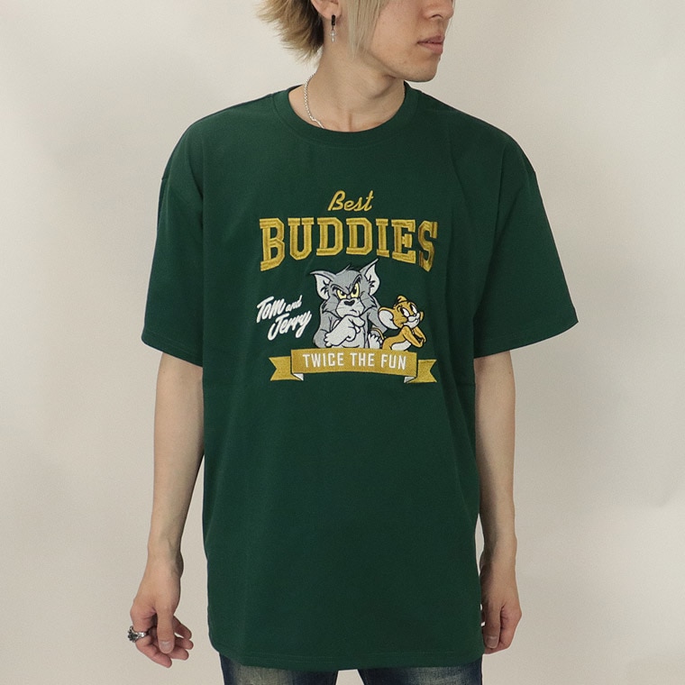 夏物セール【TOM and JERRY (トムとジェリー)】総刺繍/半袖Ｔシャツ (ペアルック・アメカジ系)