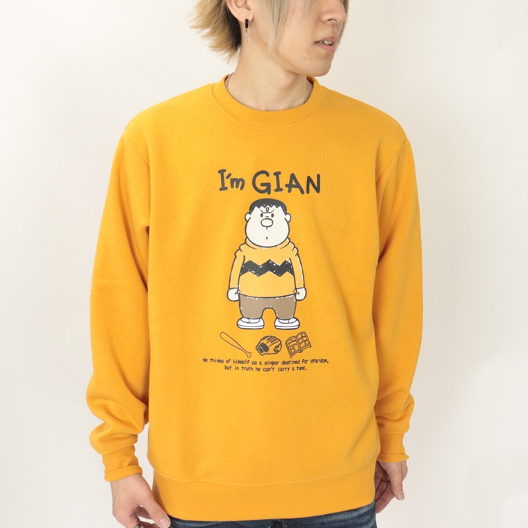 冬物最終セール50%OFF【ジャイアン/ドラえもん】ジャイアン プリント/裏起毛長袖ﾄﾚｰﾅｰ (ペアルック・アメカジ系)