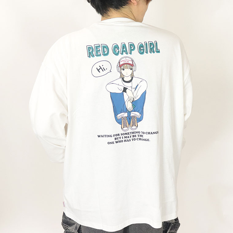【RED CAP GIRL】バックプリント長袖Tシャツ 体操座り