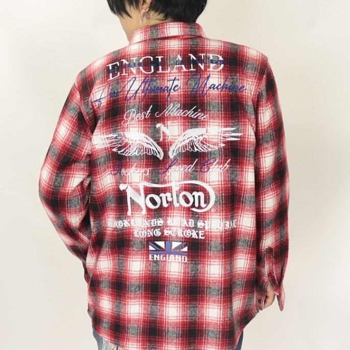 【NORTON】ウイング刺繍フランネルチェックシャツ