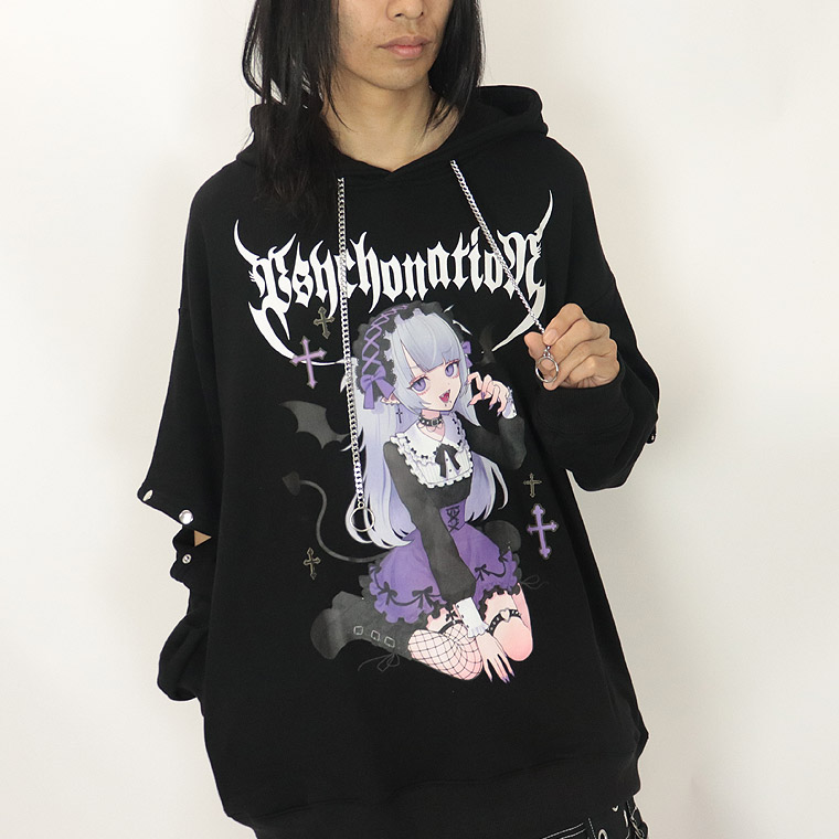 PSYCHO NATION × 寝田ルネ コラボ 3WAY デビル パーカー PSYCHO NATION】× 寝田ルネ コラボ デビルZIPパーカー (715202