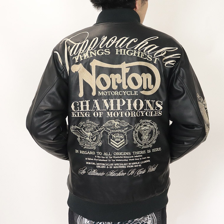 【NORTON】MAXデザイン 襟スタンドリブPU中綿ジャケット