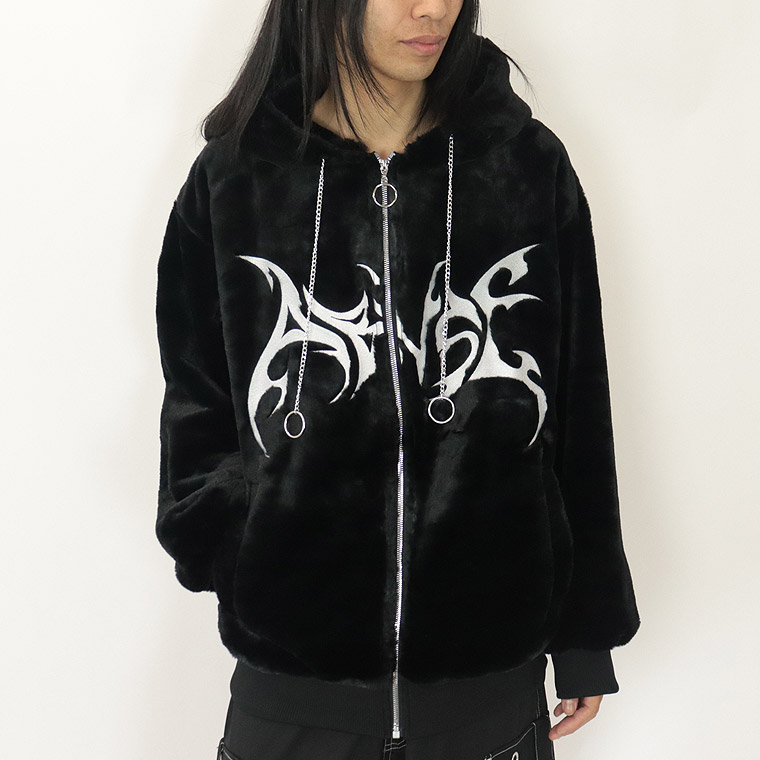 トライバルロゴ刺繍BIGシルエットフェイクファーパーカーブルゾン