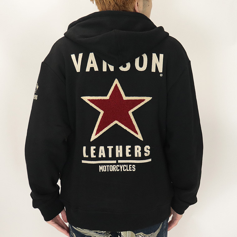 【VANSON】ロゴ刺繍裏毛ZIPパーカー