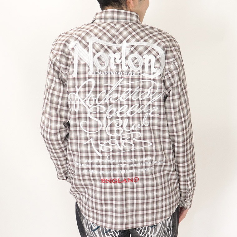 【NORTON】オンブレードビーチェック長袖シャツ