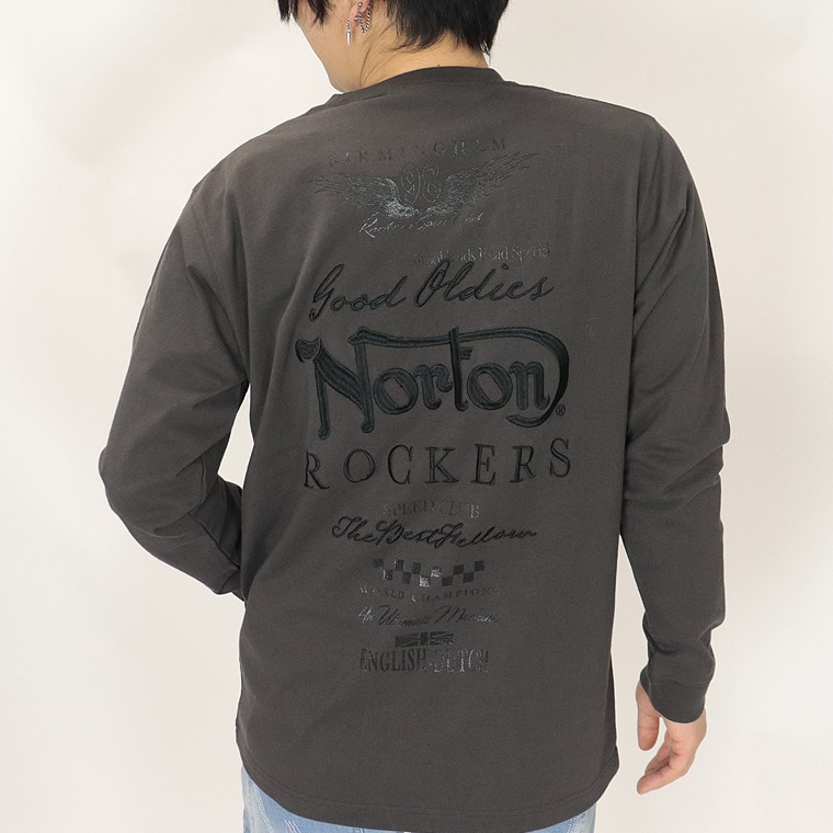 Norton ミリタリーシャツブルゾン【XXL】刺繍　バックデザイン　フード内臓 Norton バイカー y2k 刺繍 バックプリント オーバーサイズ 黒