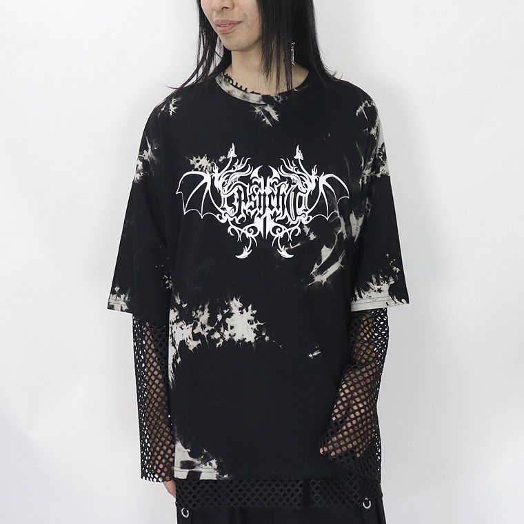 【PSYCHONATION】タイダイ染めBIGシルエットTシャツ×メッシュTシャツ アンサンブル