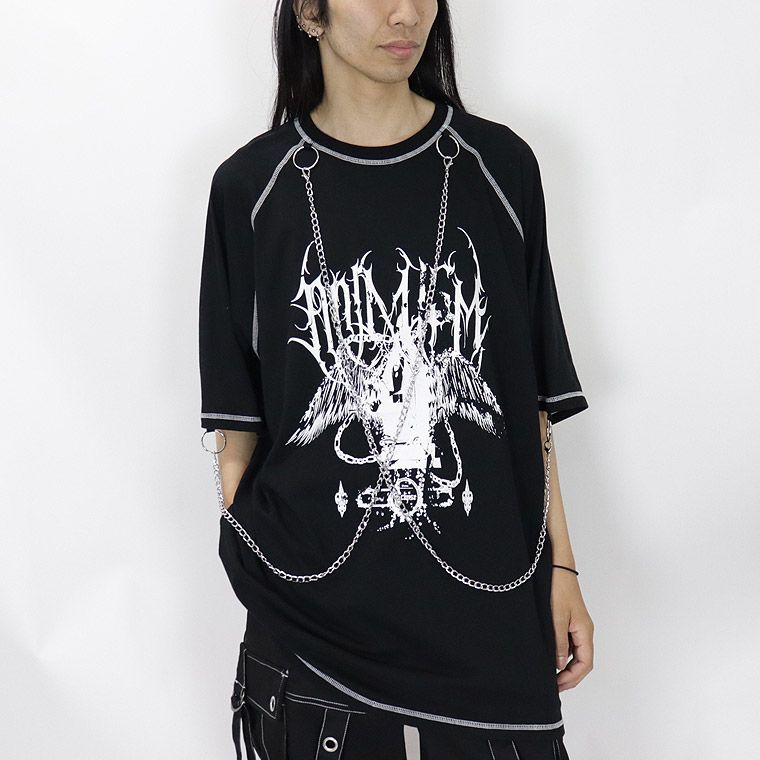 ＼数量限定３０％ＯＦＦ／ダブルチェーンディテールグラフィックBIGシルエットTシャツ