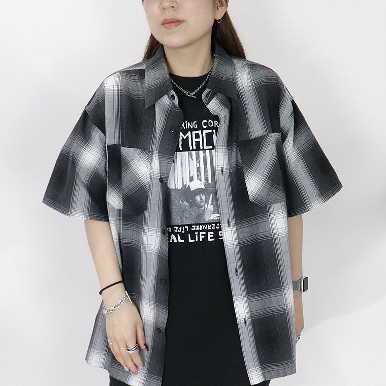 H/S接触冷感オンブレチェックシャツ