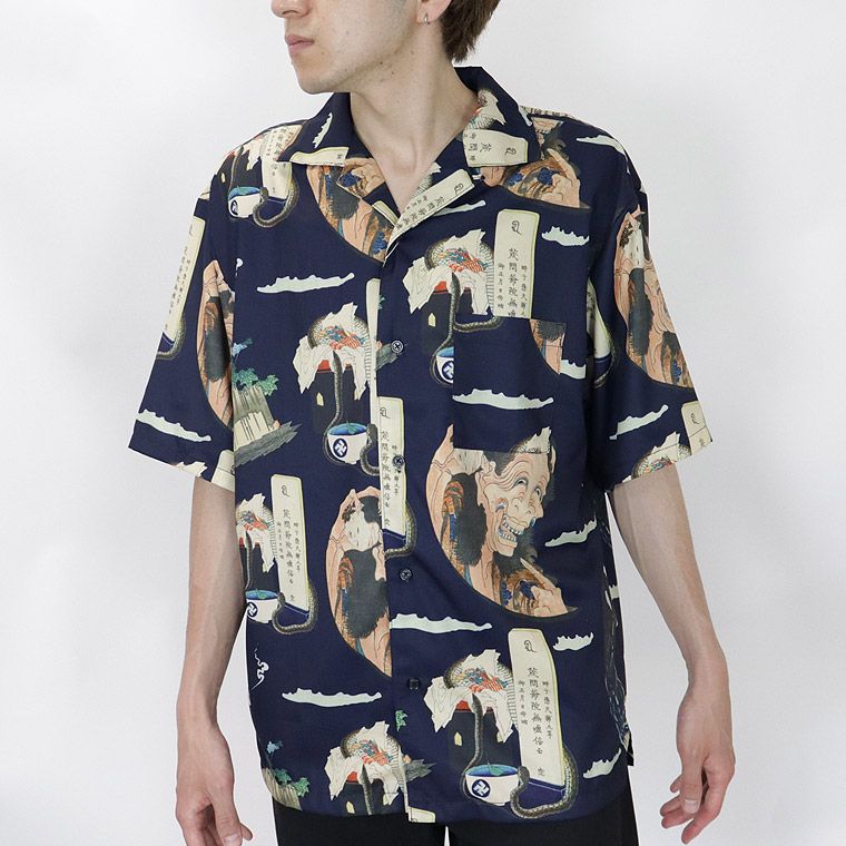 【葛飾北斎】総柄プリント半袖シャツ