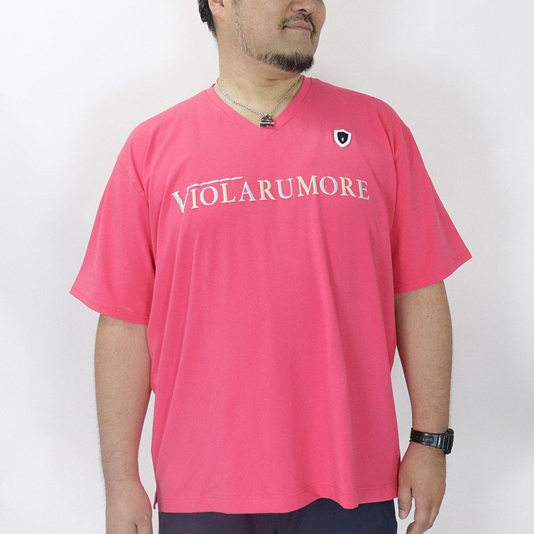 【大きいサイズ】VIOLA 発泡プリントVネック半袖Tシャツ