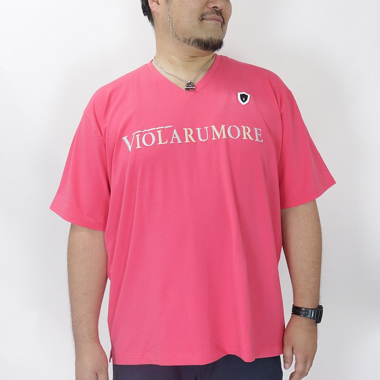 【大きいサイズ】VIOLA 発泡プリントVネック半袖Tシャツ