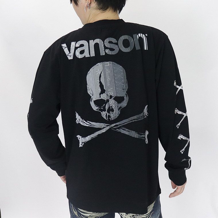 【VANSON】天竺ロンTEE グラデーションスカル