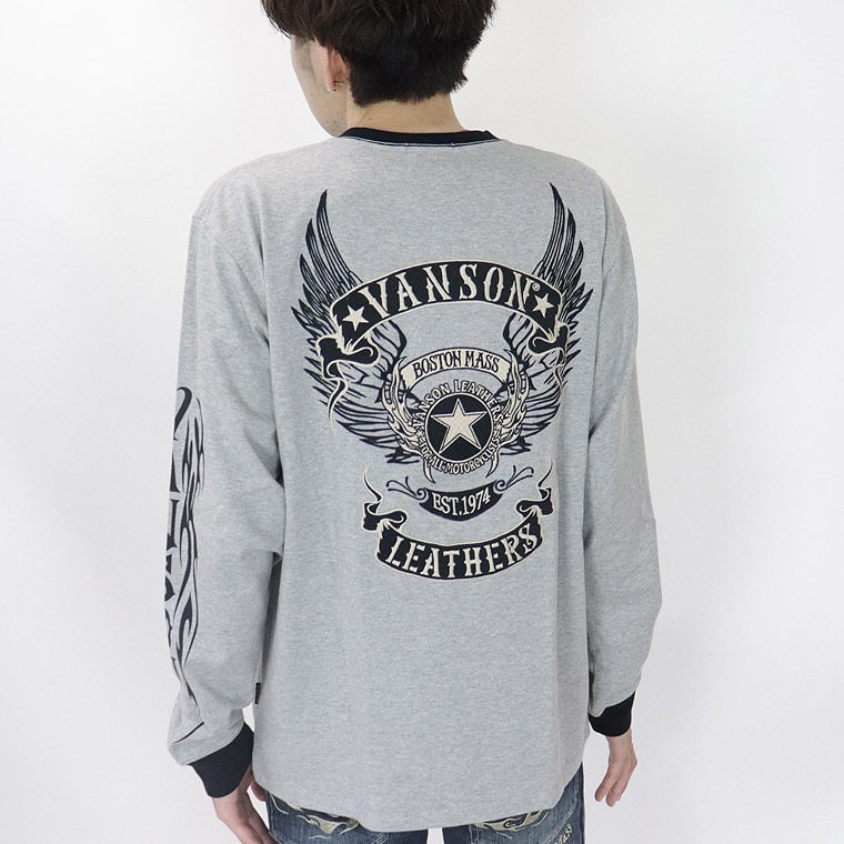 【VANSON】天竺長袖Tシャツ フライングスター