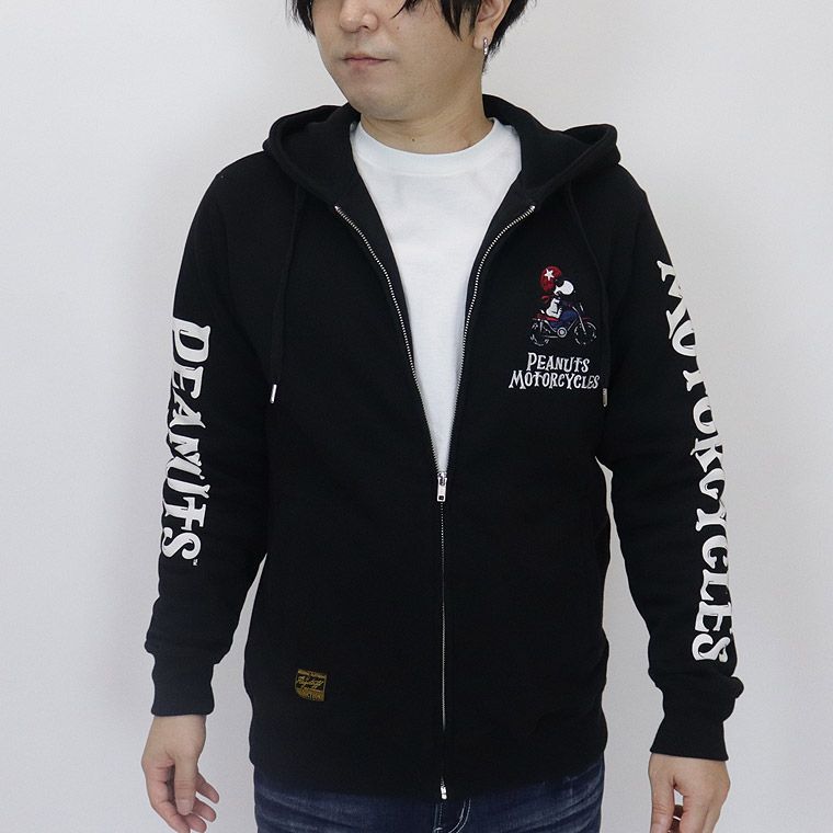 【SNOOPYコラボ】モーターサイクル刺繍スヌーピーZIPパーカー