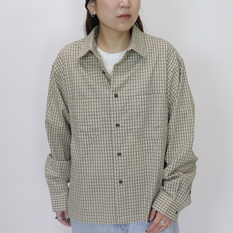 小格子チェックショートレングス長袖シャツ