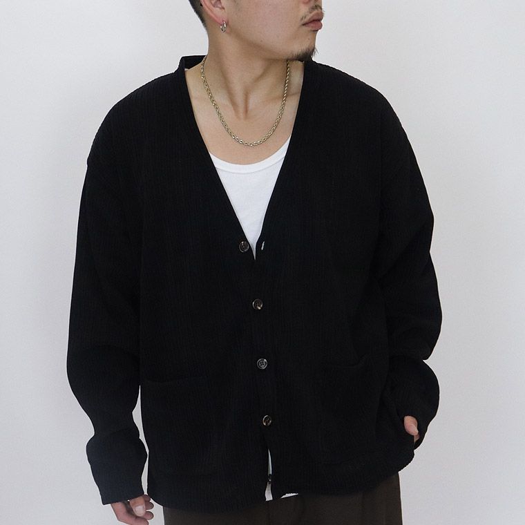 ストライプニットソーカーディガン