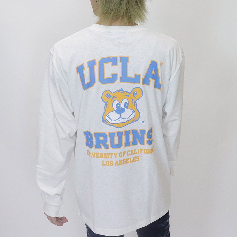 【UCLA/ユーシーエルエー：ジョープリントTシャツ】長袖☆綿100% アメカジ ストリート ユニセックス ペア 254AN1LT197 グレー(チャコール) ホワイト 新品未使用 少量入荷 送料無料