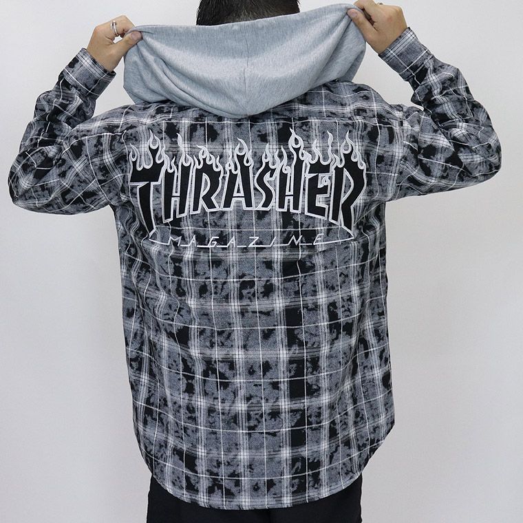 【THRASHER】ヴィンテージ加工チェックシャツパーカー