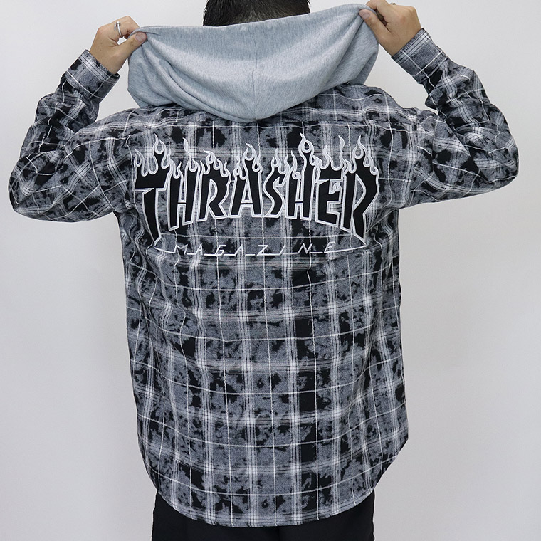 【THRASHER】ヴィンテージ加工チェックシャツパーカー
