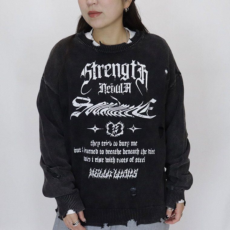 ウォッシュ加工ダメージニット