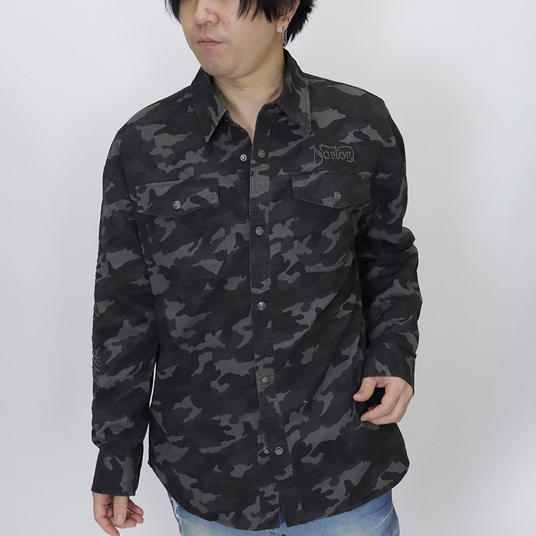 【NORTON】カモ総柄ミリタリーシャツ