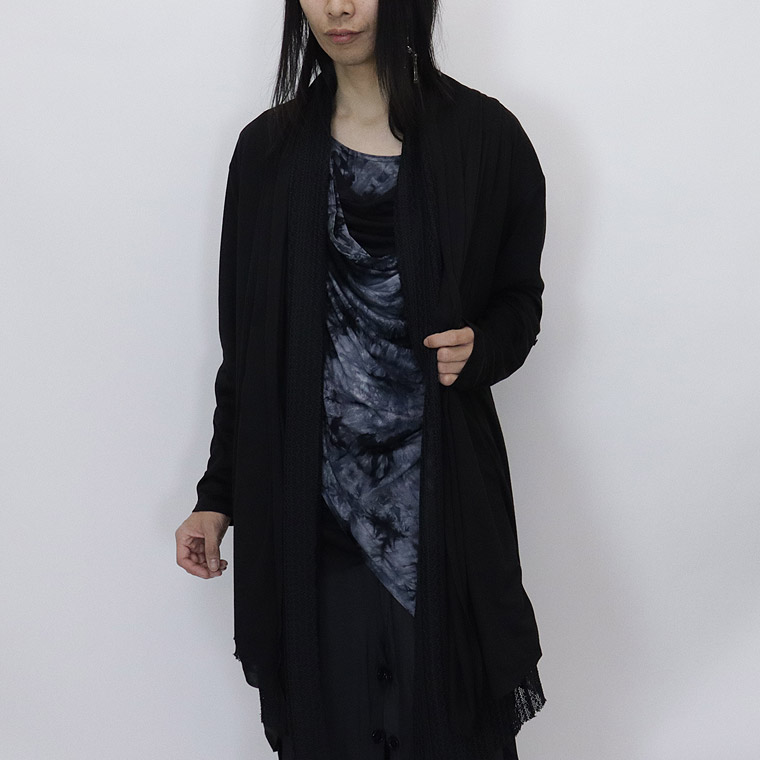 【BERNINGS SHO】レースレイヤード仕様ドレープカーディガン