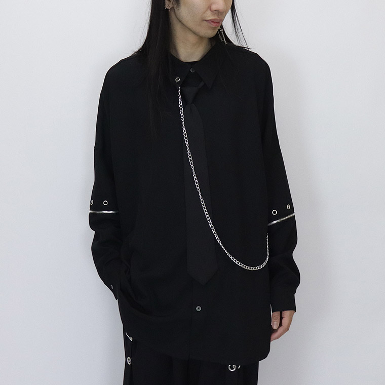 【PSYCHONATION】チェーン×ネクタイ付き袖脱着BIGシルエットシャツ