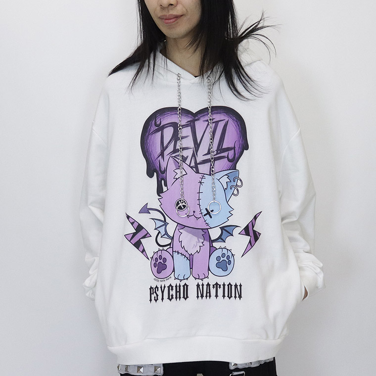 【PSYCHONATION】『寝田ルネコラボ』デビルイラストBIGシルエットプルパーカー