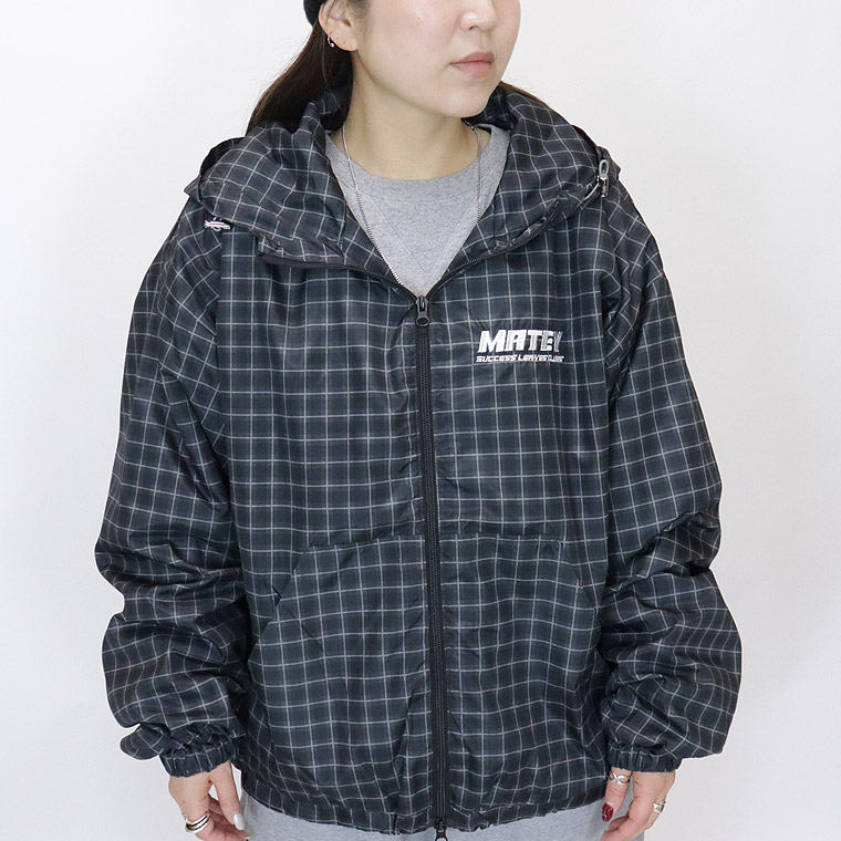 プリントチェックフードブルゾン